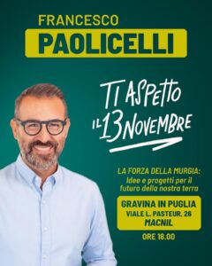 La forza della Murgia: appuntamento con Francesco Paolicelli La forza della Murgia: appuntamento con Francesco Paolicelli